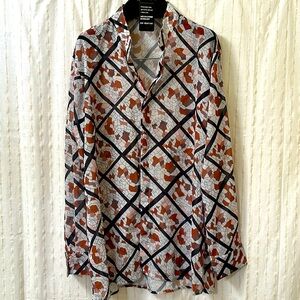 Mandarin collar sheer shirt